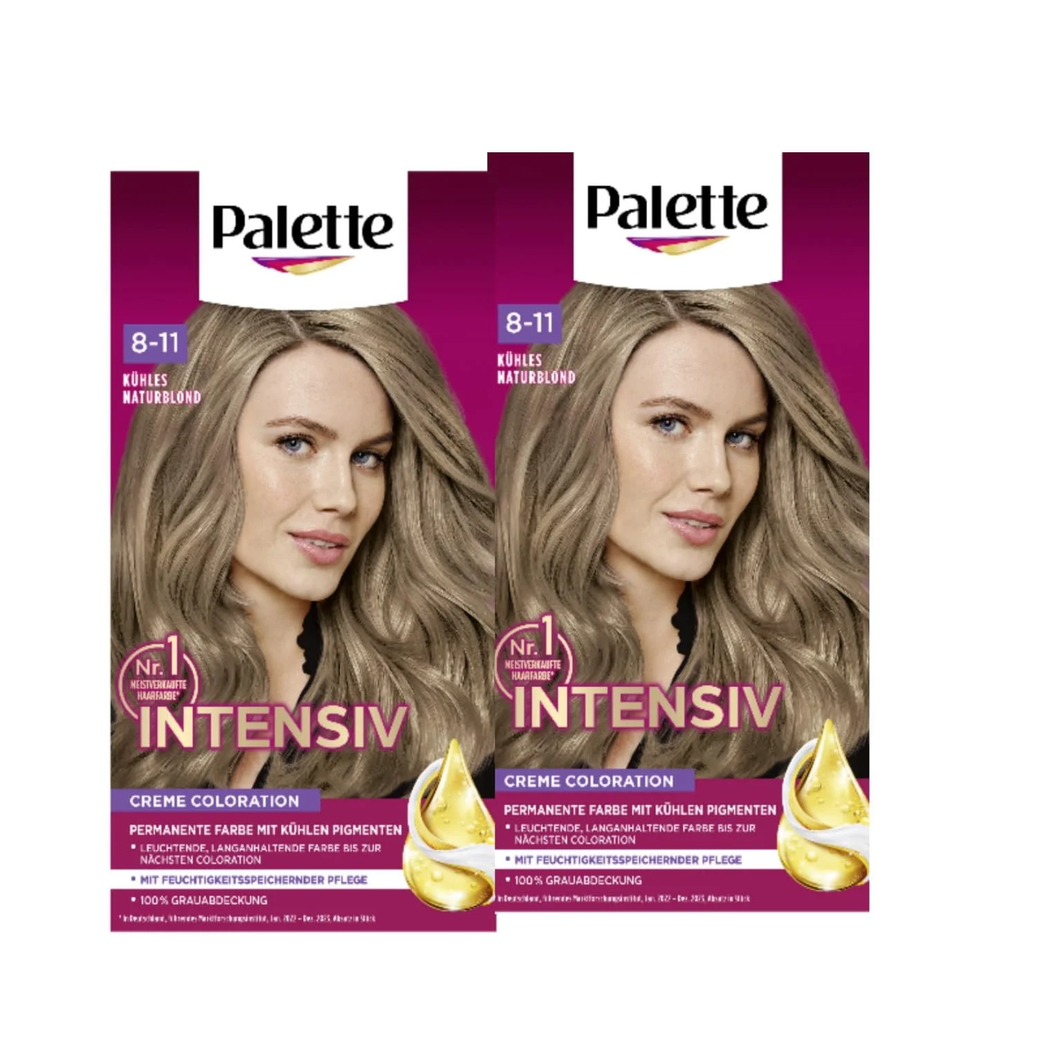 Крем-фарба PALETTE Intensive 8-11 Холодний Натуральний Блонд, 2 x 115 мл, фото №1 Крем-фарба PALETTE Intensive 8-11 Холодний Натуральний Блонд, 2 x 115 мл, фото №1