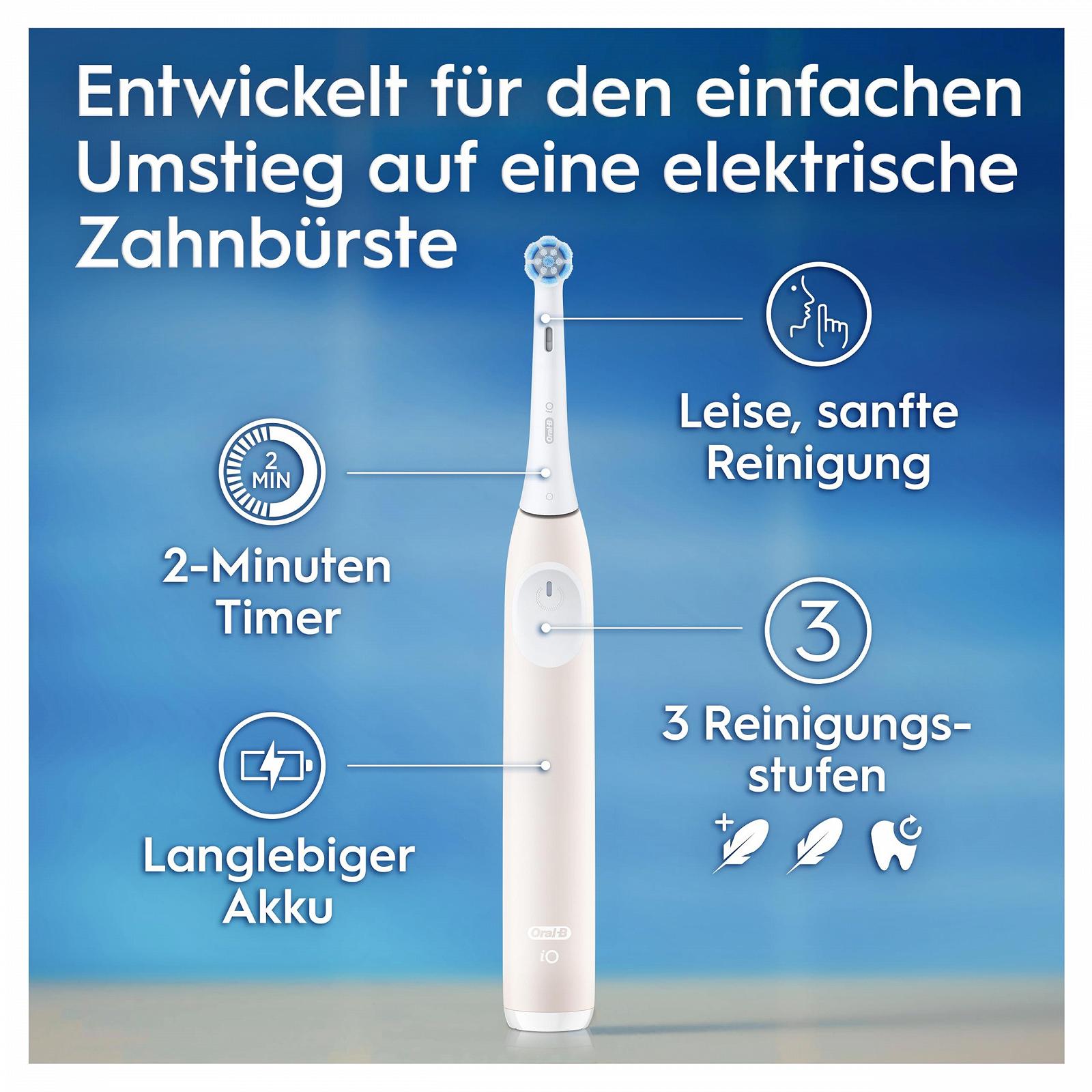 Електрична зубна щітка Oral-B iO Series 2, 1 насадка, 3 режими чищення, дорожній футляр, тримач для змінних насадок, спокійний рожевий, фото №5