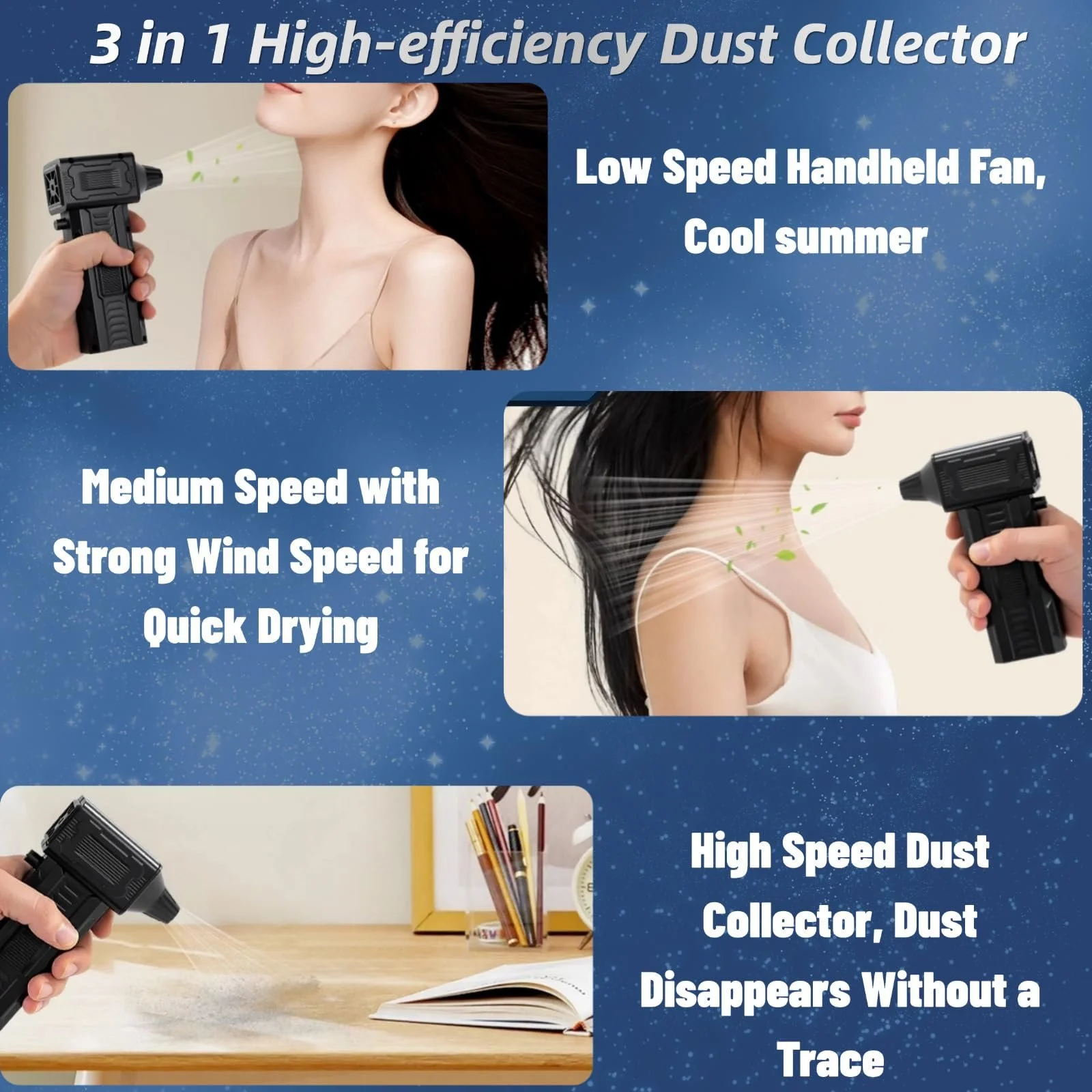 Бездротовий очищувач високого тиску Ruiqas 140000 rpm Портативний електричний міні-повітродувка  для ПК та побутової техніки, фото №6