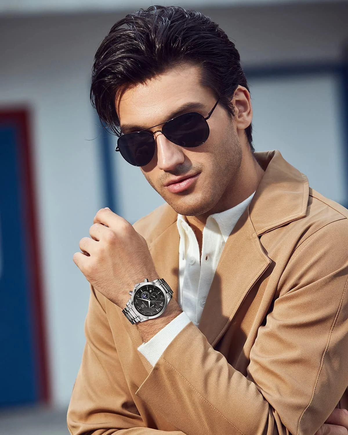 Чоловічий годинник Benyar Хронограф Водонепроникний Шкіряний Ремінець / Нержавіюча Сталь, фото №2