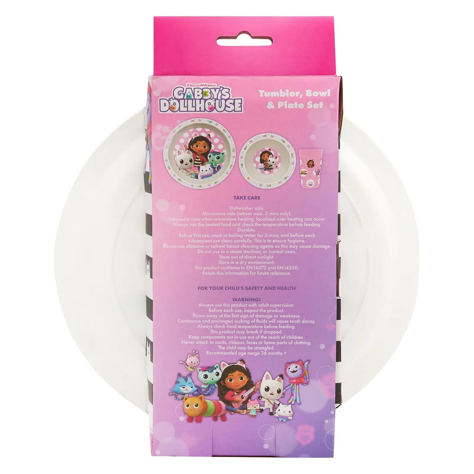 Детский набор посуды Gabby's Dollhouse: тарелка, миска и чашка, многоразовый, PP, розовый, фото №3 Детский набор посуды Gabby's Dollhouse: тарелка, миска и чашка, многоразовый, PP, розовый, фото №3