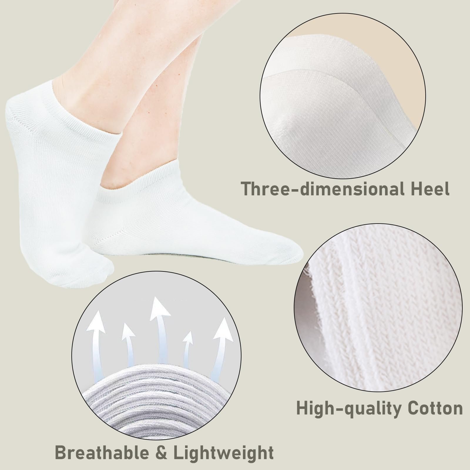 Носки KEYRI Спортивные 6 пар, носки для кроссовок, женские, низкие, унисекс, повседневные, дышащие, размер 36-40, один размер, фото №3