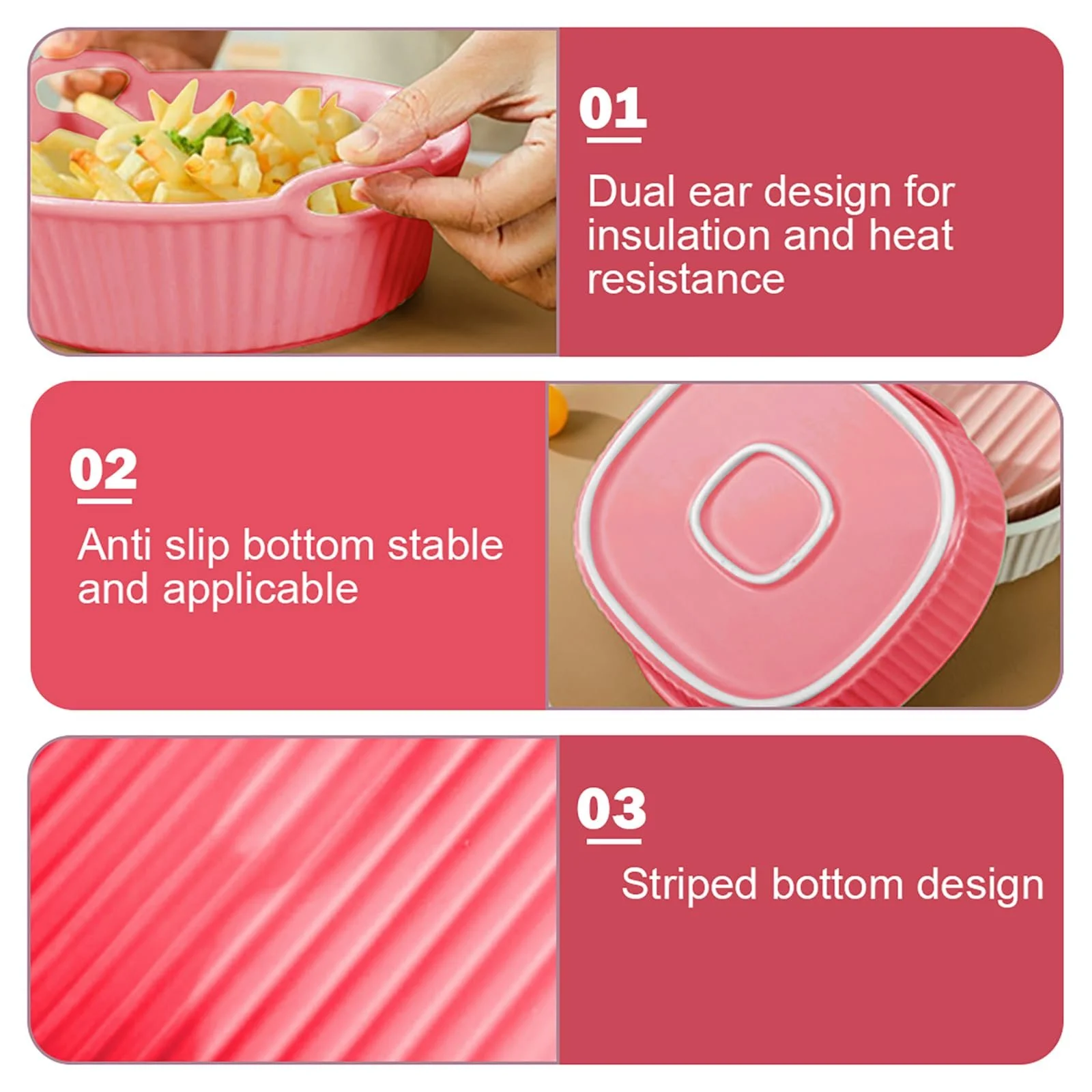 Форма для запікання керамічна 650 мл квадратна 7 дюймів з ручками Червона, фото №4