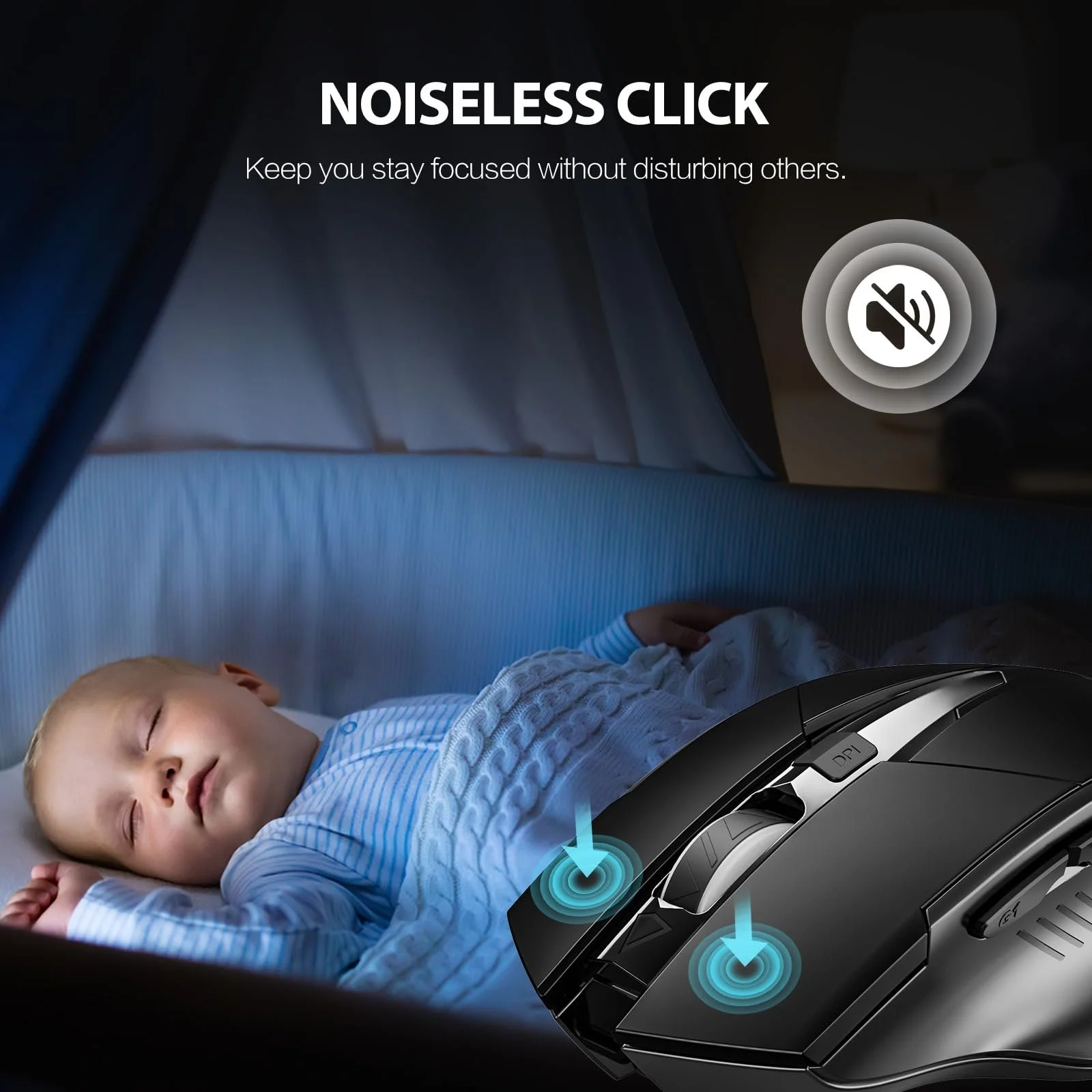 Мышь Беспроводная Перезаряжаемая INPHIC 2.4G с USB Нано-приемником, 6 Кнопок, 800-1600 DPI, Тихий Клик, Улучшенная Батарея 700 мАч, Черная, фото №5 Мышь Беспроводная Перезаряжаемая INPHIC 2.4G с USB Нано-приемником, 6 Кнопок, 800-1600 DPI, Тихий Клик, Улучшенная Батарея 700 мАч, Черная, фото №5