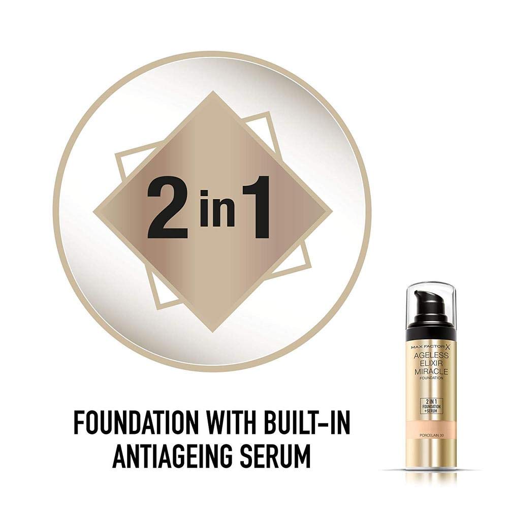 Тональний крем Max Factor Elixir 2-in-1 Plus Serum Number 30 Porcelain, фото №4