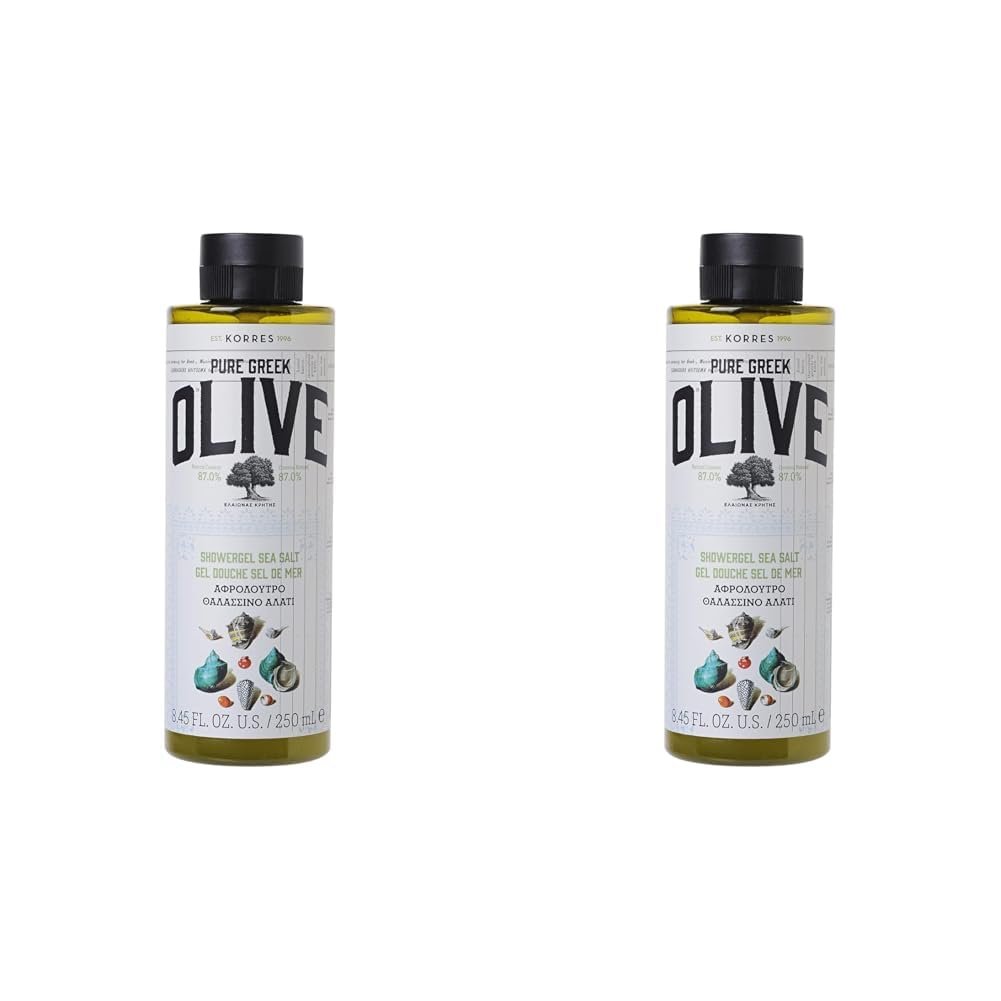 Гель для душа KORRES Olive Sea Salt увлажняющий с оливковым маслом Extra Virgin веганский 250 мл 2 шт. в упаковке, фото №1