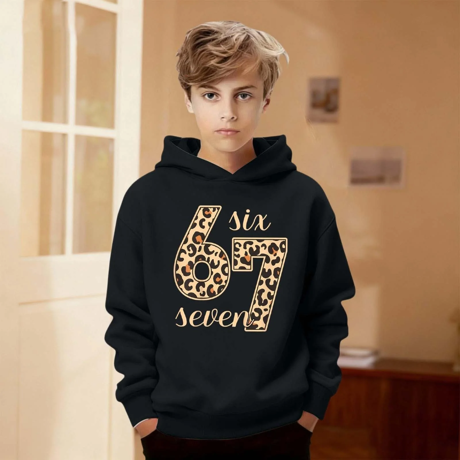 Свитшот для девочек с принтом 67, Толстовка для девочек, Подростковые свитшоты, Детский спортивный костюм, фото №4