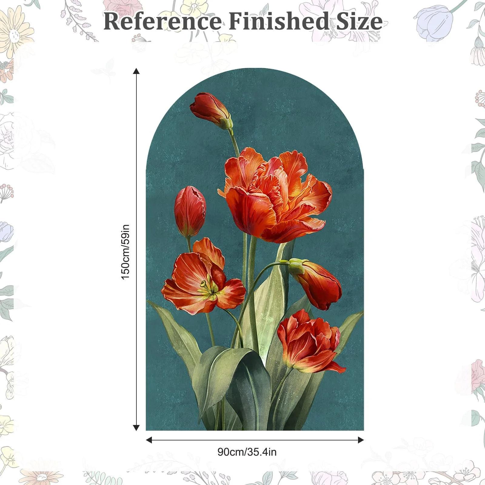 Наклейка на стіну Квіткова арка Синя 90 x 150 см, фото №6