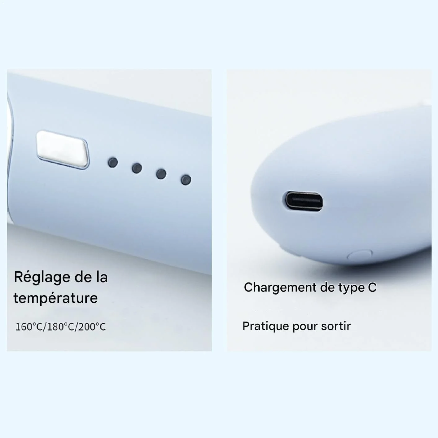 Мини-выпрямитель для волос аккумуляторный 4000 mAh с зарядкой Type-C портативный, фото №7