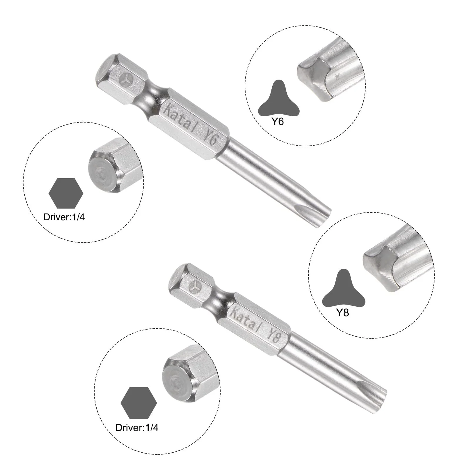 Набір трикутних бітів sourcing map Y4-Y8 1/4 дюйма шестигранний хвостовик 2 дюйма магнітний викрутка типу Y, фото №5