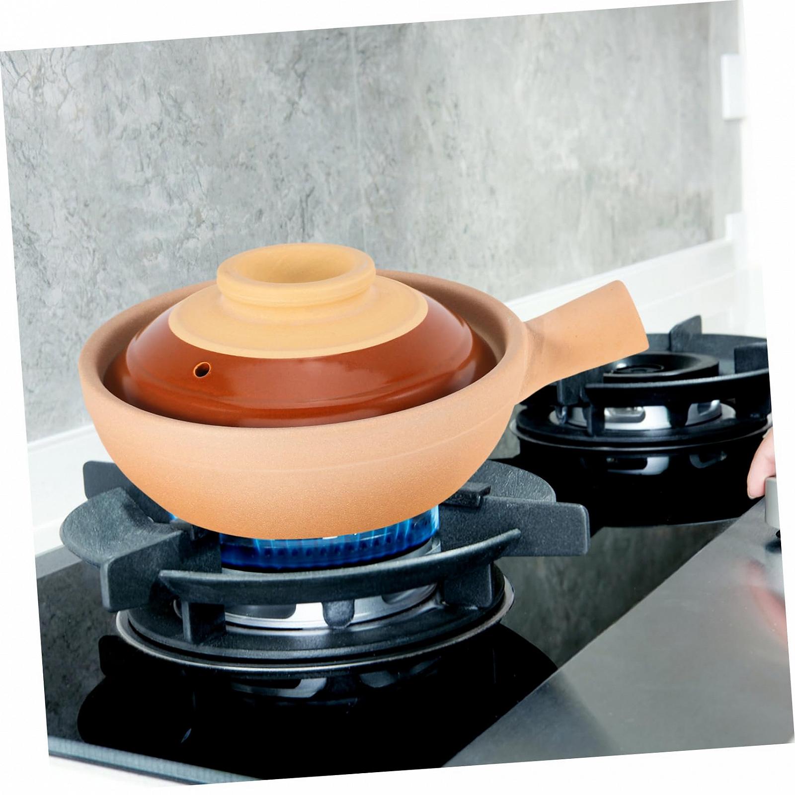 Керамічний Ківш IMIKEYA з кришкою та ручкою традиційний Глиняний для рису та супів, фото №5