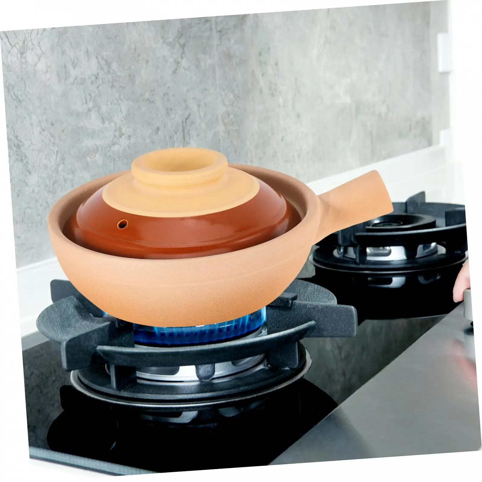 Керамическая кастрюля IMIKEYA с крышкой и ручкой Традиционная Глиняная для риса и супов, фото №5