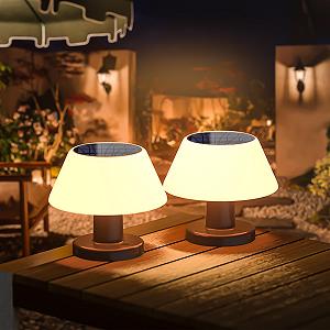 Настільна лампа LED Solar Table Lamp вулична з регулюванням яскравості на сонячній енергії та USB 2 в 1 Теплий білий 2 шт. - Фото 1