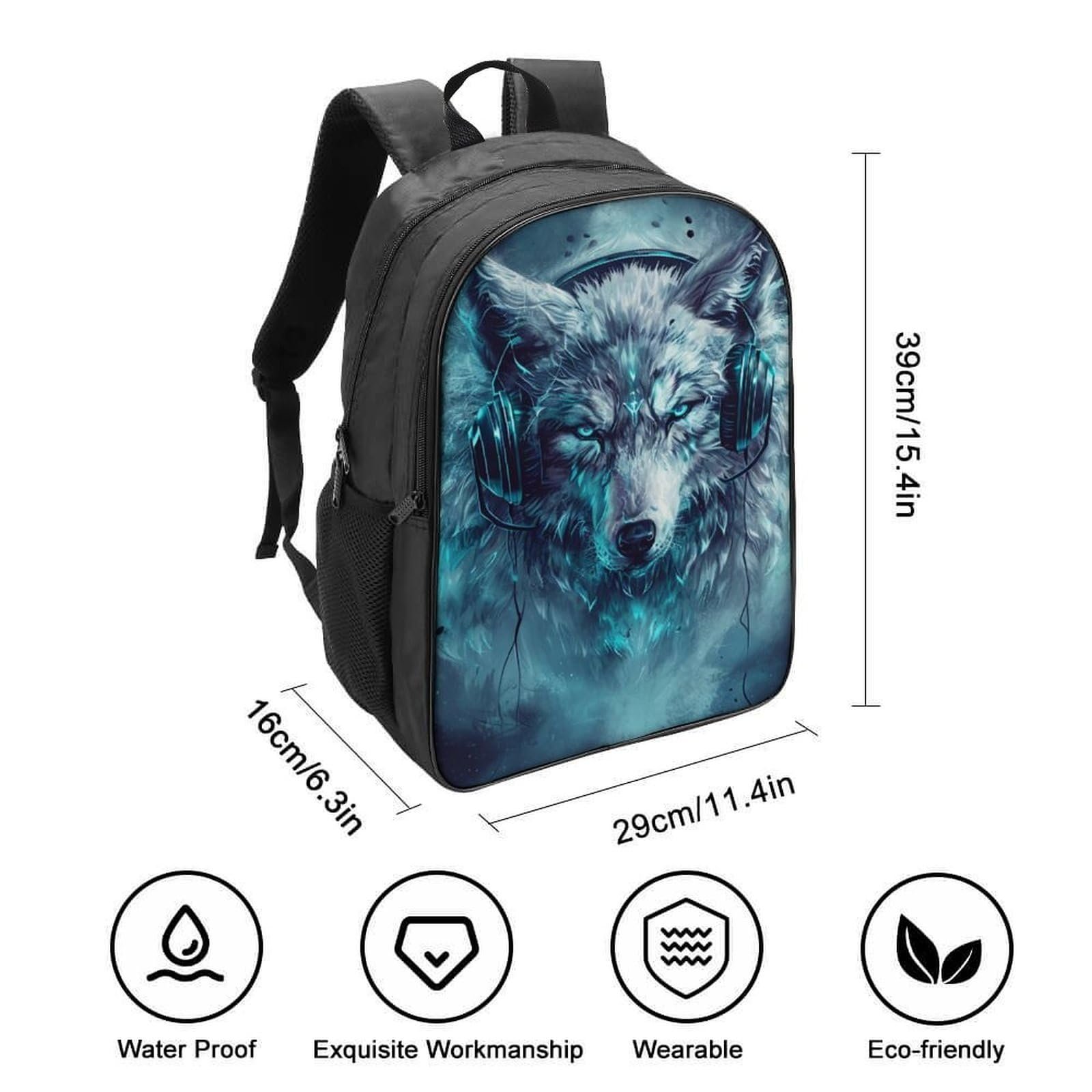 Рюкзак RSIUUODNF Wolf 3D, детский, большой, школьный, 40 x 28 x 16 см, Style-7, фото №2