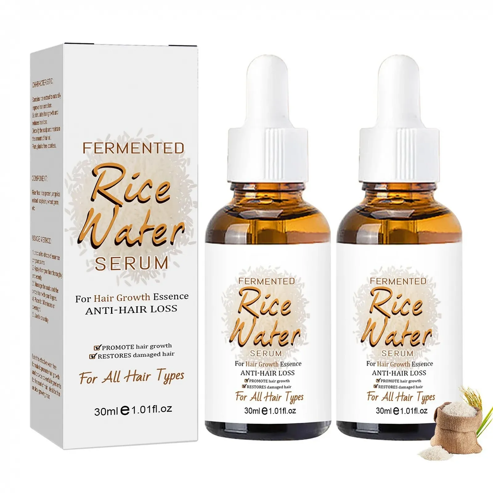 Сироватка для росту волосся EONFAVE Rice Water, 2 шт, для стоншеного волосся, фото №1