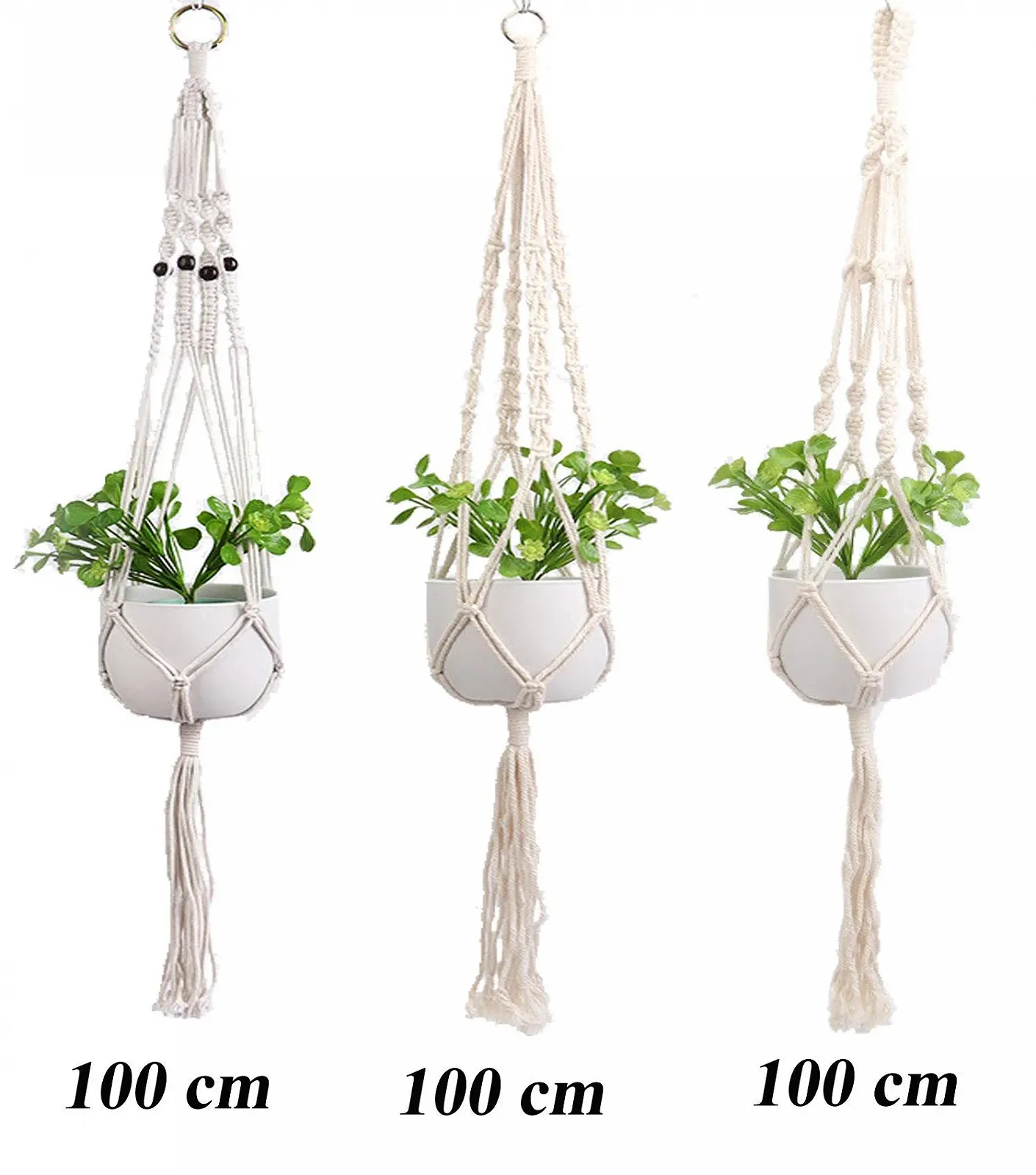 Тримачі для вазонів макраме набір 3 шт. 100 см, фото №3