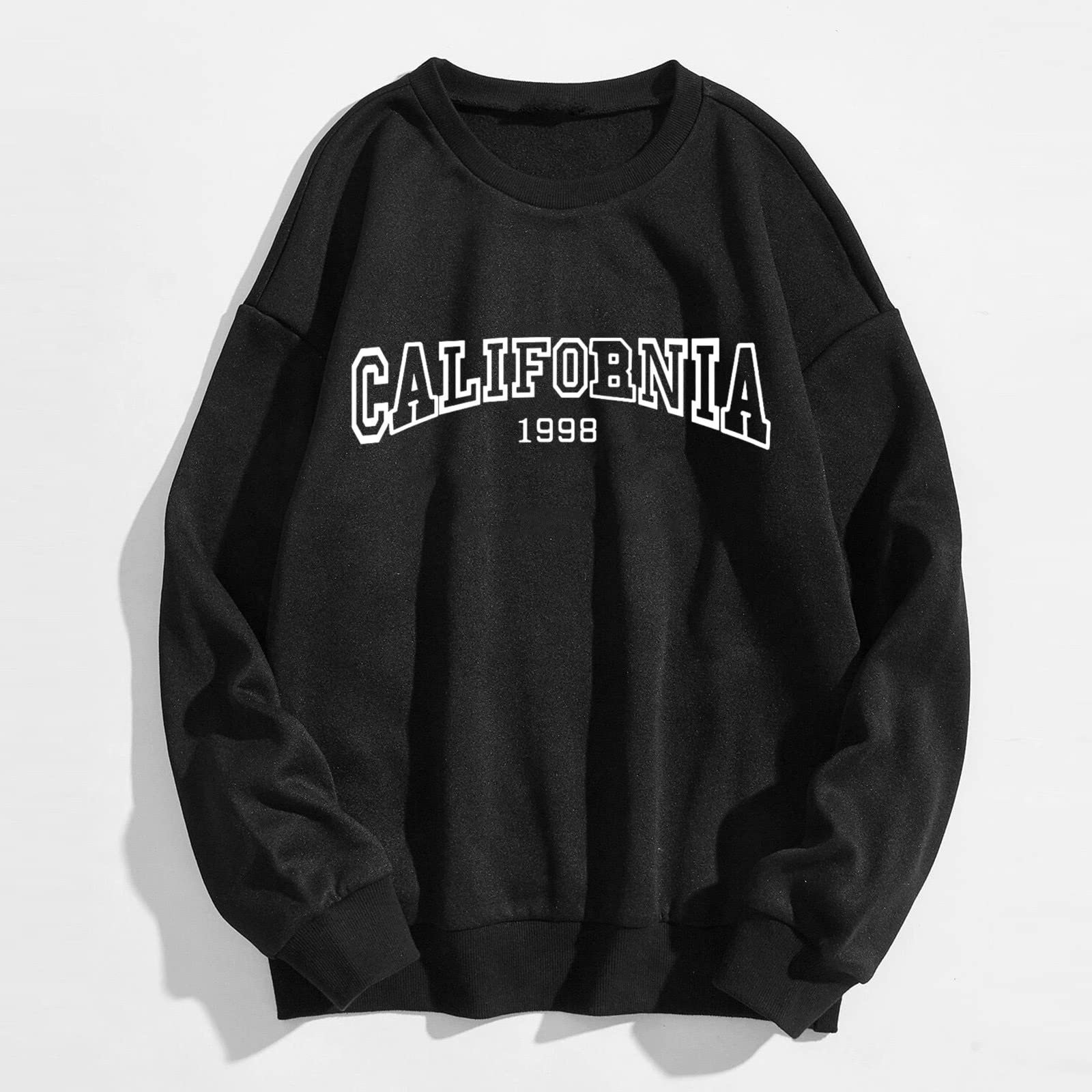 Женская Толстовка California Cute Принт Колледж Круглый вырез Los Angeles Backwoods Графика Длинный рукав Свободный California 1988, фото №2