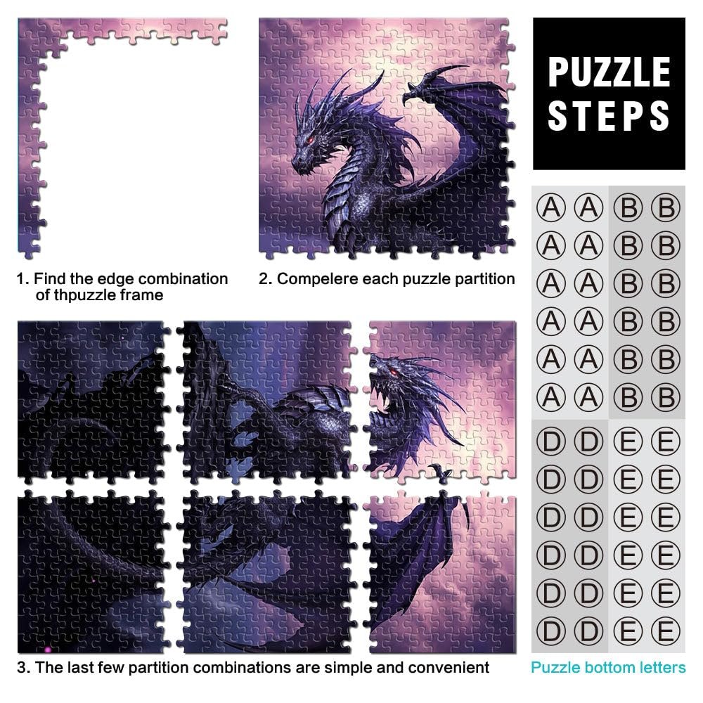 Пазл Величний чорний дракон 1000 елементів 52 x 38 см, фото №3