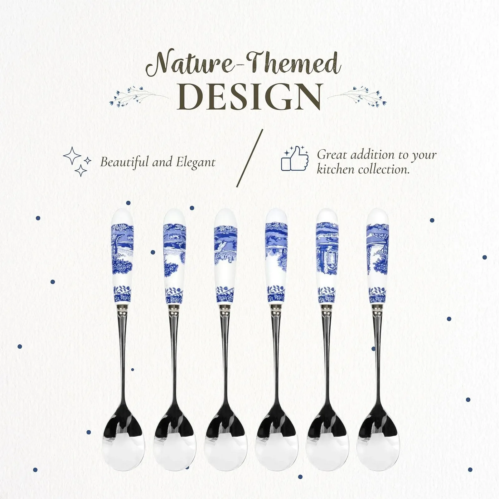 Чайні ложки Blue Italian S/6, блакитно-білі, фото №3