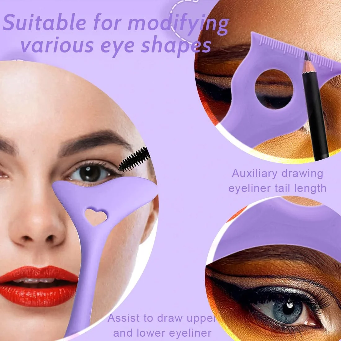 Набор 2 силиконовых трафаретов для подводки силикон многофункциональный фиолетовый, фото №2 Набор 2 силиконовых трафаретов для подводки силикон многофункциональный фиолетовый, фото №2