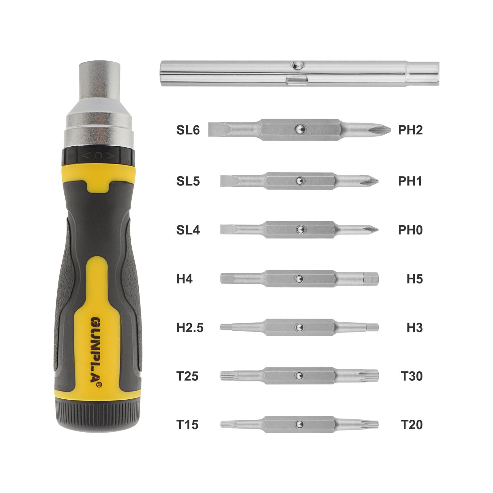 Набір викруток Gunpla Ratchet Screwdriver Set 16 in 1 Ratchet викрутка-тримач з бітами 72 зуби з 7 подвійними бітами та подовжувальної штангою викрутка з бітами в ручці, фото №3