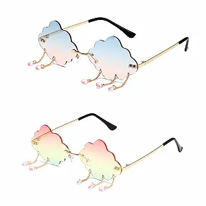 Сонцезахисні окуляри CTForest Без оправи Золотий, синьо-рожевий (2 шт) - Фото 1