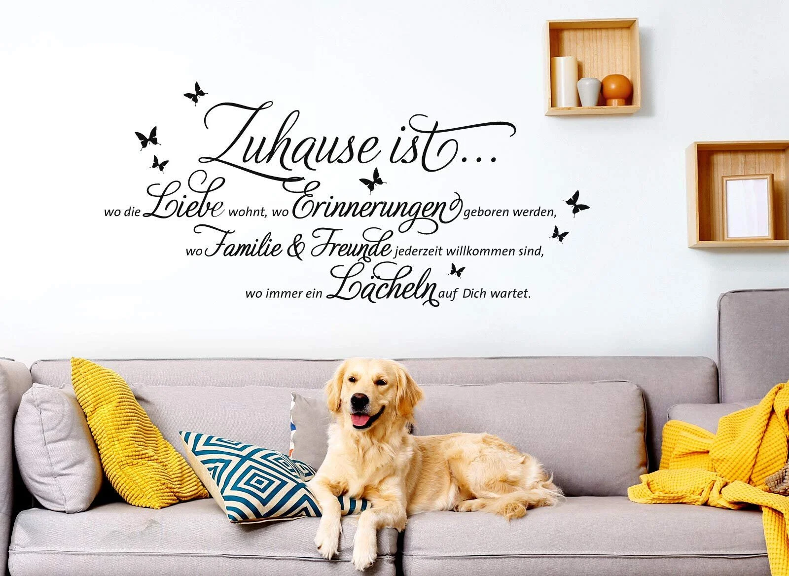 Наклейка на стіну W3482 Цитата "Zuhause ist wo die Liebe wohnt II" Німецька мова, фото №3