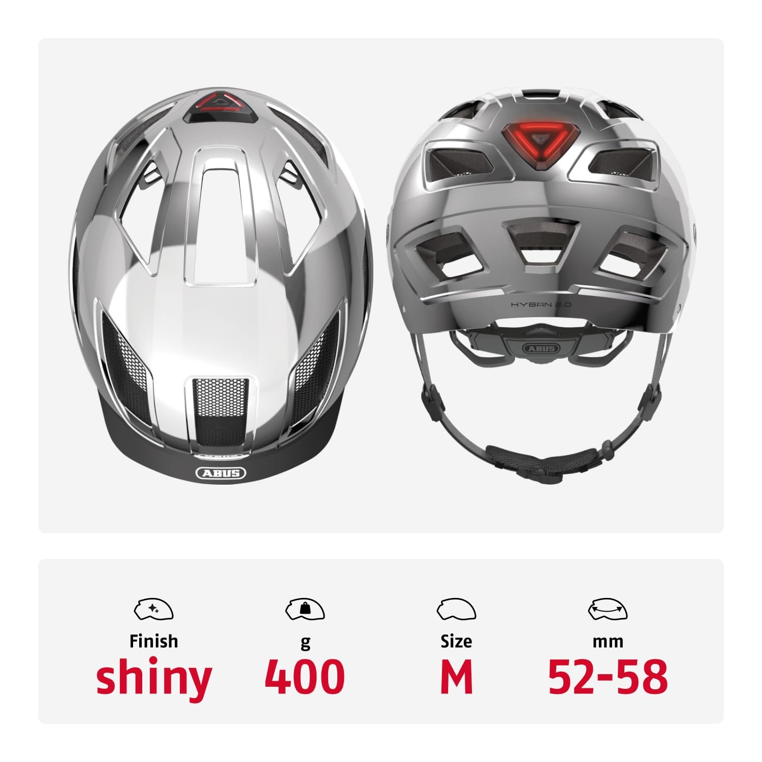 Шолом Міський ABUS Hyban 2.0 ABS Chrome Silver, фото №3