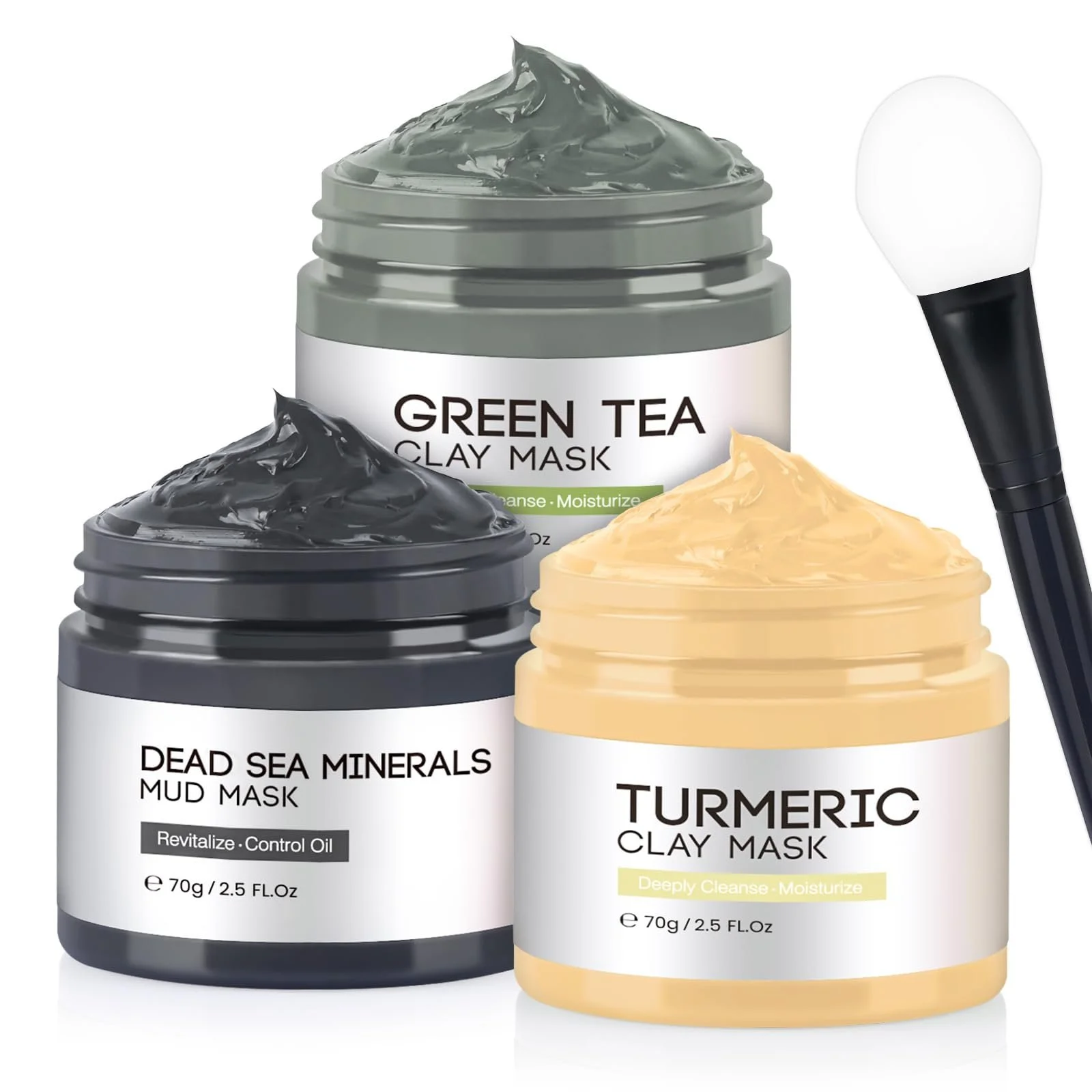 Маска Turmeric Mud Mask Dead Sea Mud Green Tea для глубокого очищения от черных точек и контроля жирности, набор 70г*3, фото №1