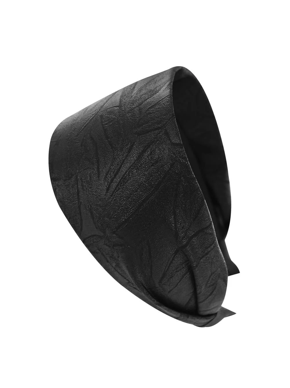 Обруч Широкий axy зі штучної шкіри з тисненням та візерунком листя HR14B Чорний, фото №1