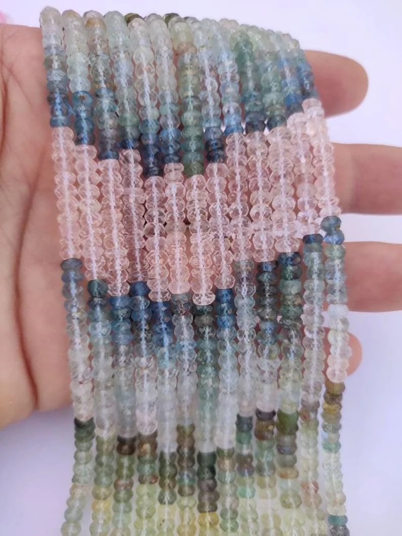 Бусины Круглые Аквамарин Натуральный Многоцветный Граненые 4.5-5 мм, фото №2