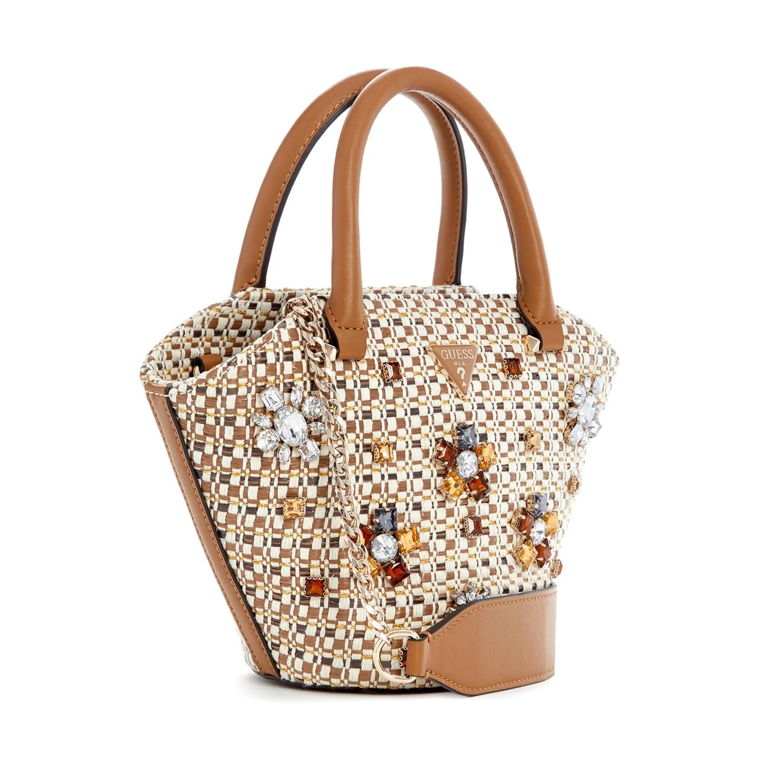 Сумка GUESS Beauvoir Mini Tote Кожаная Cognac Multi, фото №4