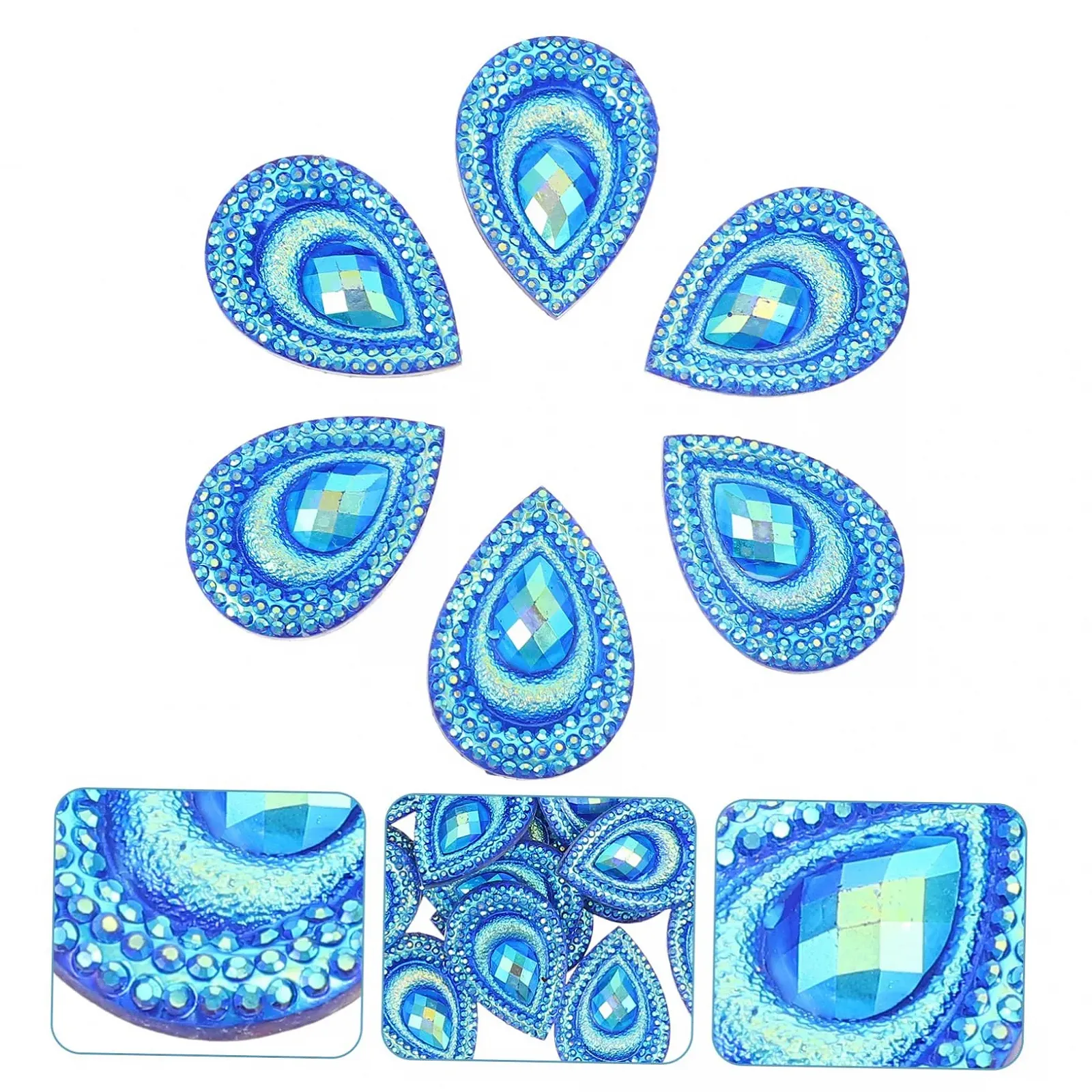 Стрази зі смоли STOBOK у формі павича, краплеподібні, 100 штук для одягу ручної роботи, взуття, прикрас, фото №9