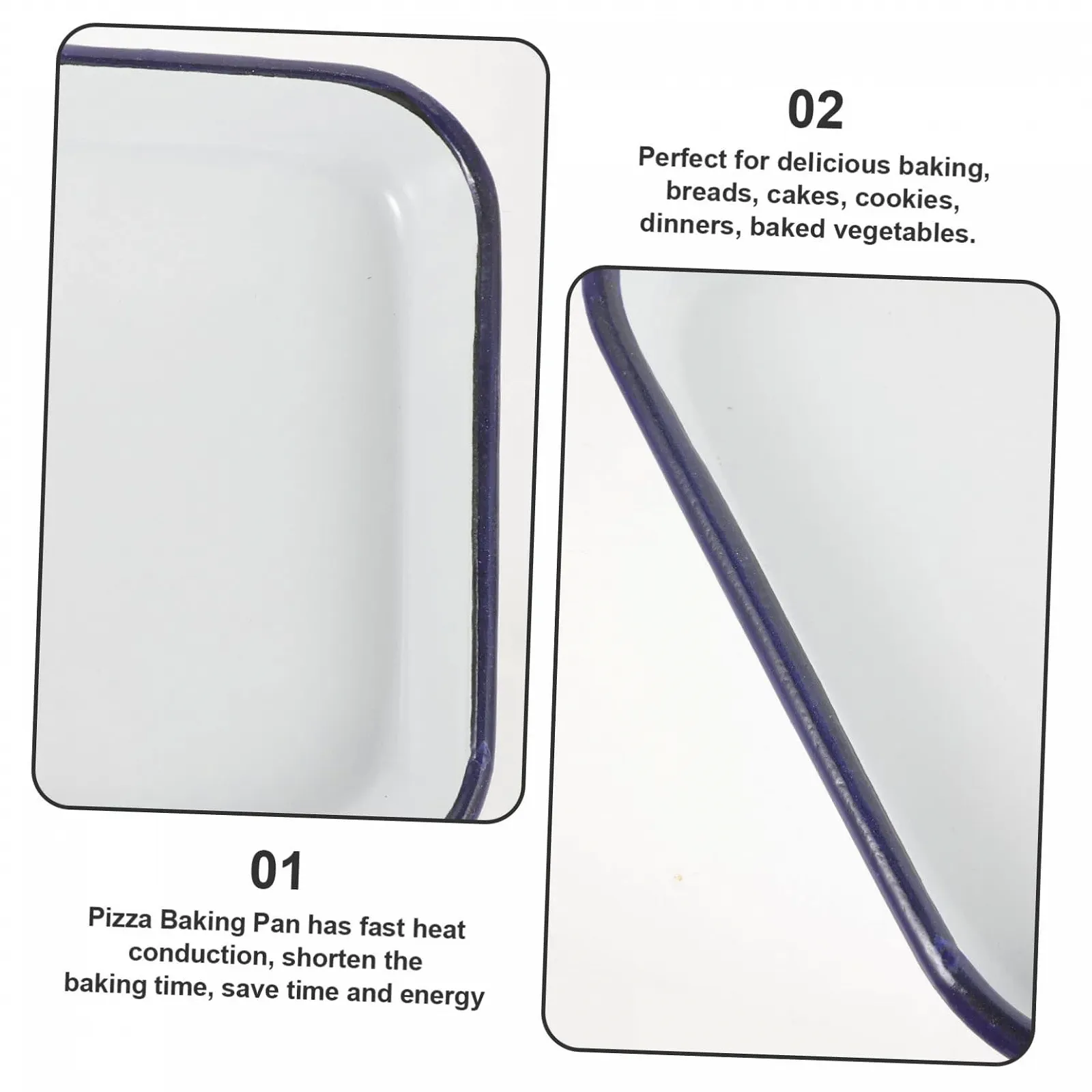 Форма для выпекания IMIKEYA Прямоугольная Эмалированная Антипригарная Белая, фото №7