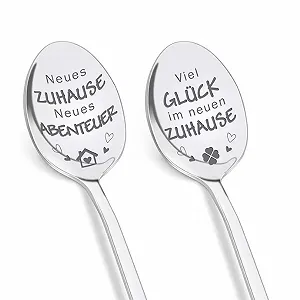 Кофейная ложка House Warming Gift Нержавеющая сталь с гравировкой, набор 2 шт - Фото 1