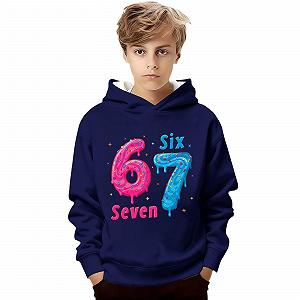 Худі з мемом 67 Y2K з довгими рукавами і принтом 67 - Фото 1