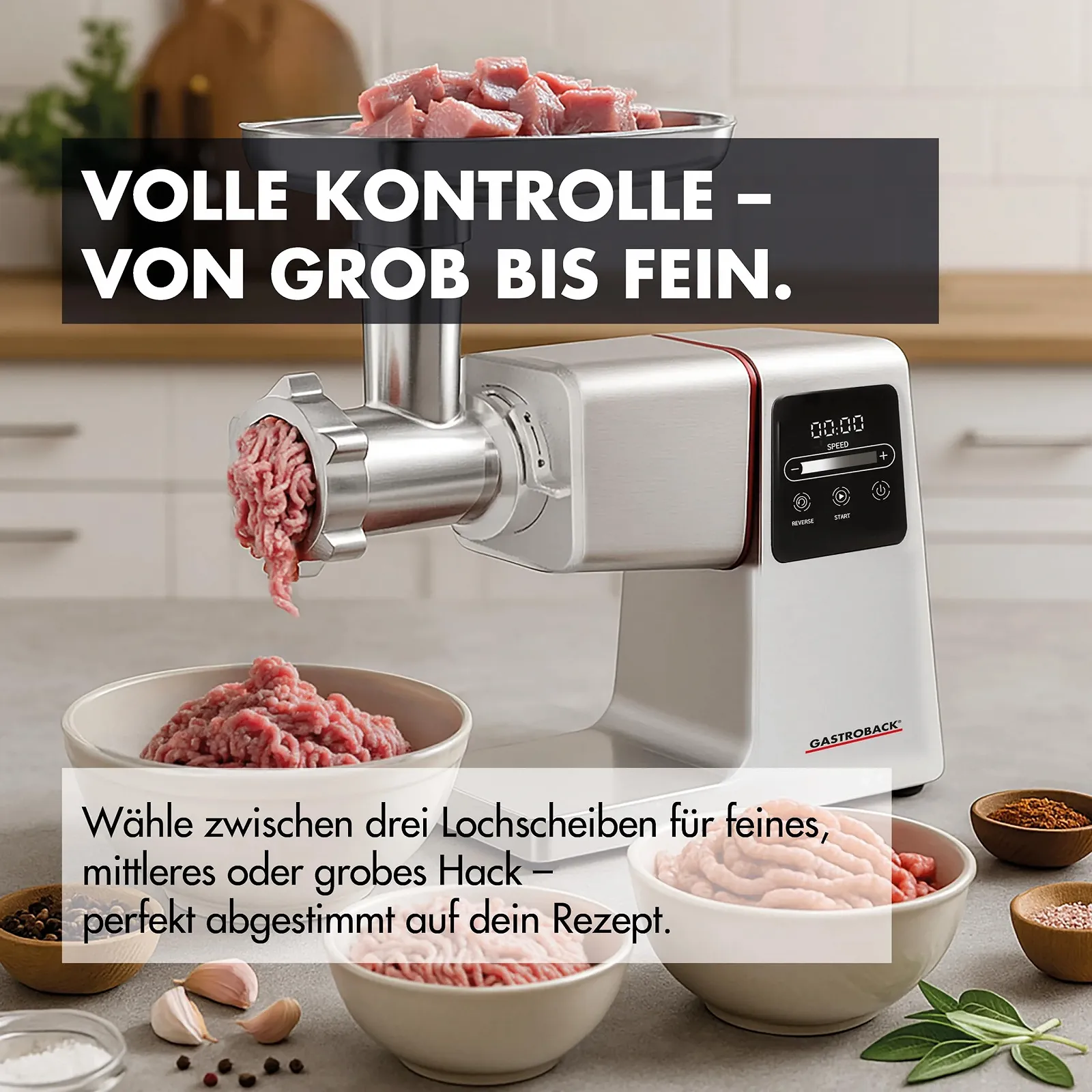 Электрическая мясорубка GASTROBACK 2500 Вт 6-в-1 Stainless Steel Touch Screen, фото №3