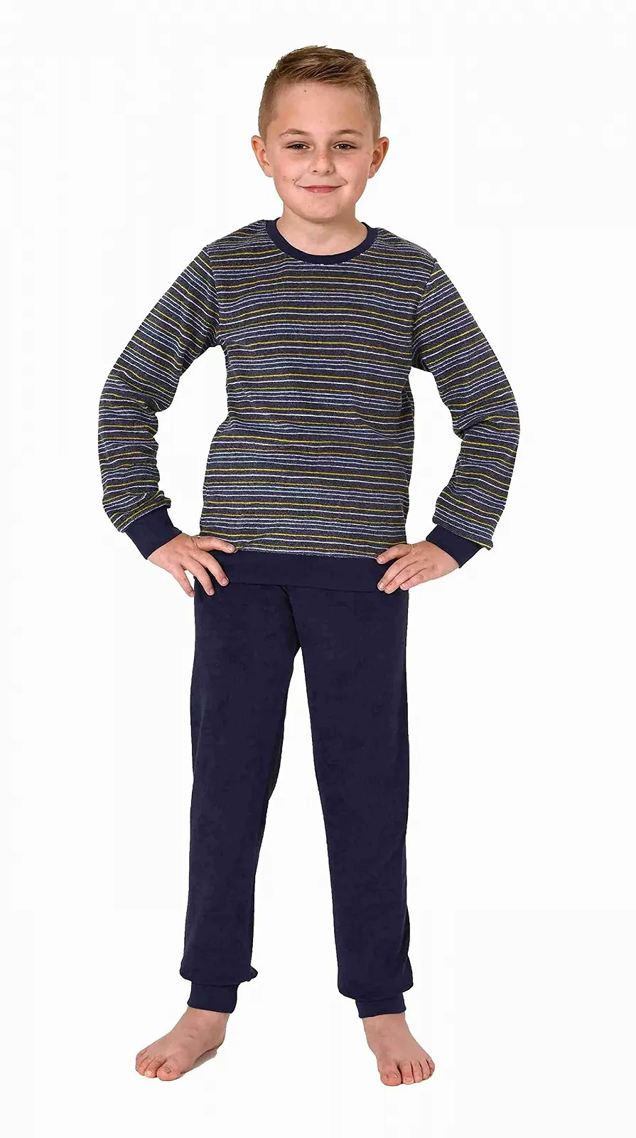 Піжама махрова з довгим рукавом для хлопчиків Normann З манжетами в смужку, фото №1