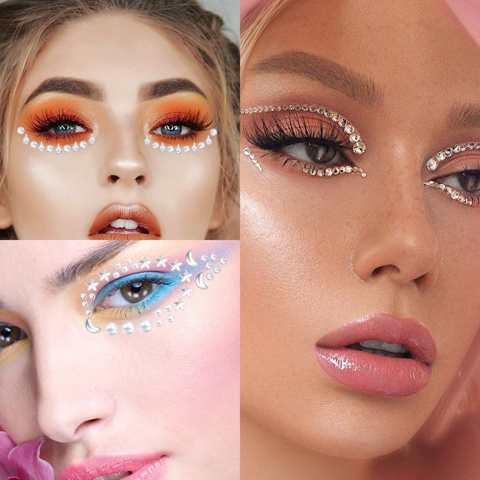 Блестки SPOKKI Камни для лица Блестки для лица Самоклеящиеся 792 шт Стразы Самоклеящиеся бусины для лица Глаза Тело Ногти для фестиваля Карнавал Макияж DIY Хэллоуин Рождественские украшения, фото №6