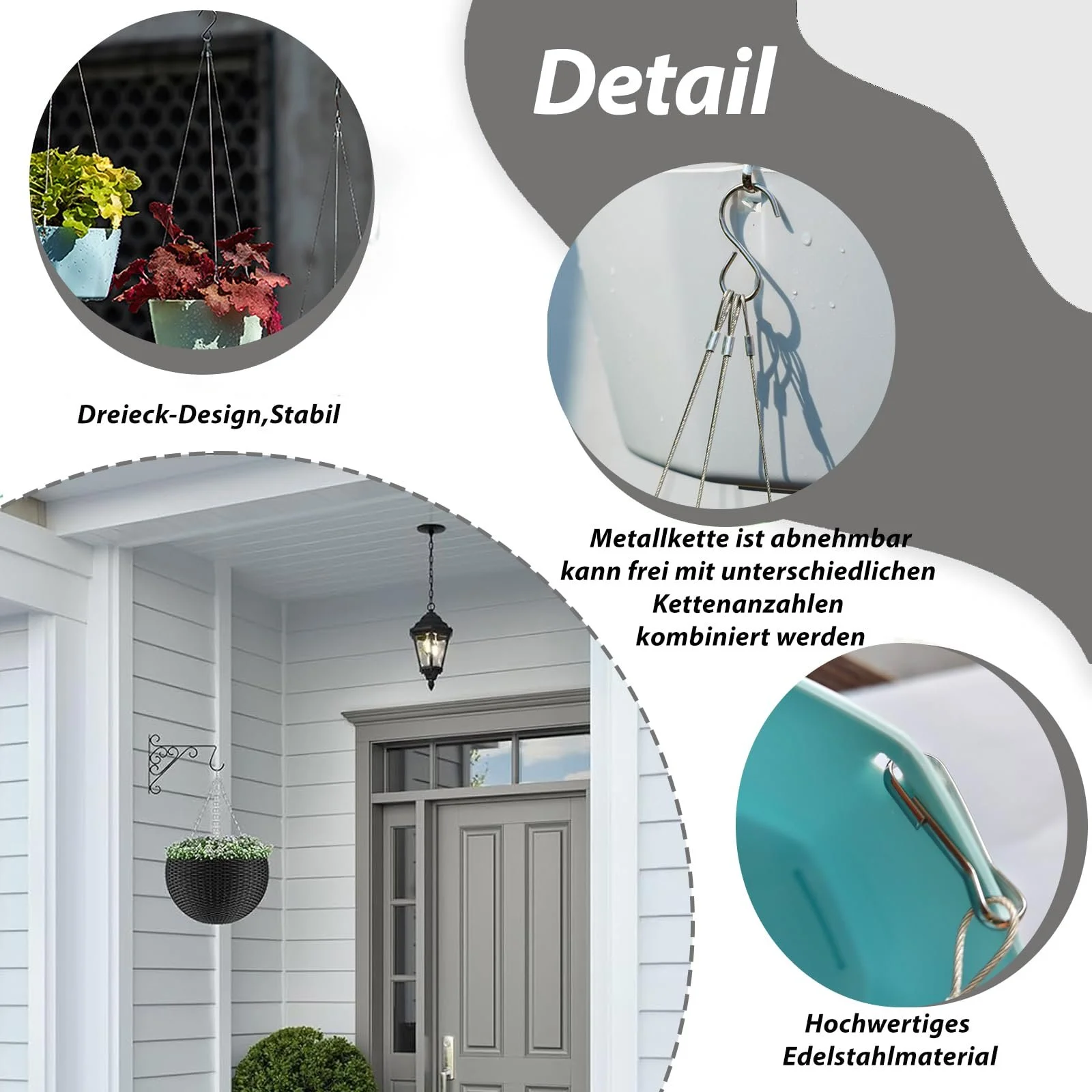 Ланцюги для підвісних вазонів 2 Sets 6-Strand 52 см Нержавіюча сталь зі S-подібними гачками, фото №3 Ланцюги для підвісних вазонів 2 Sets 6-Strand 52 см Нержавіюча сталь зі S-подібними гачками, фото №3