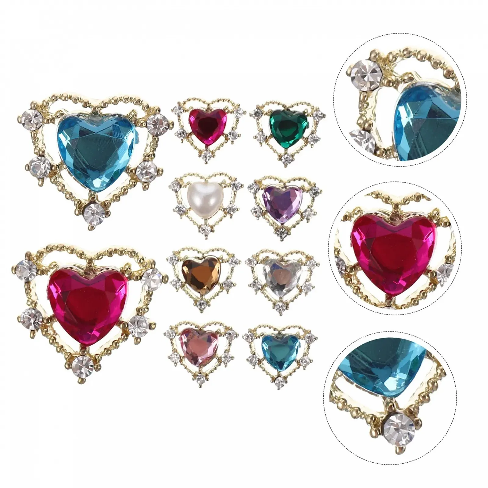 FRCOLOR Прикраса для нігтів Серце Стрази 30 шт. Різнокольорові, фото №7