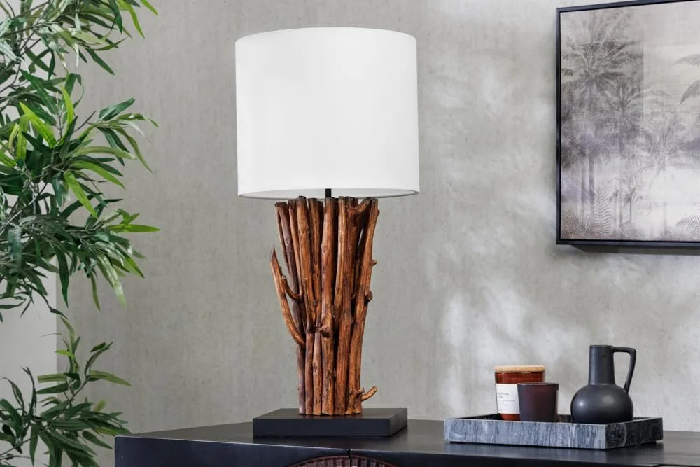 Настольная лампа riess-ambiente.de Euphoria 60 см Круглая Массив дерева Ручная работа Белая, фото №3