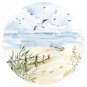 Наклейка на стіну Grandora DL652-02 Узбережжя Море Пляж Балтійське море Самоклеюча Кругла - Фото 1