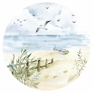 Наклейка на стіну Grandora DL652-02 Узбережжя Море Пляж Балтійське море Самоклеюча Кругла - Фото 1