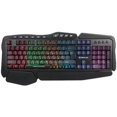 Клавіатура REAL-EL 8900 Gaming RGB Macro, чорна, фото №1