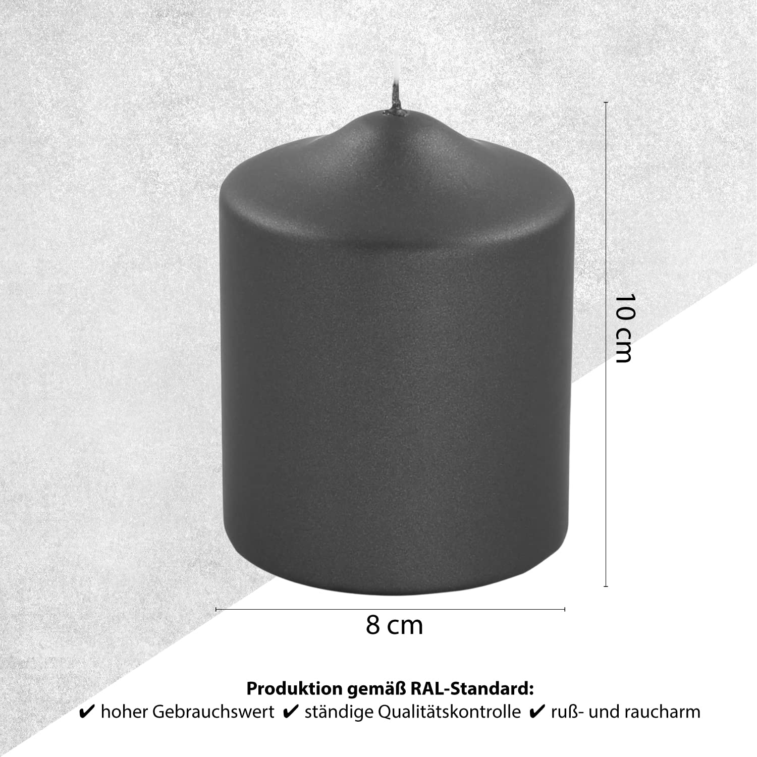 Свеча FINK Small Pillar Candle for Lanterns Long Burning Time Черный 10 см Диаметр 8 см, фото №2