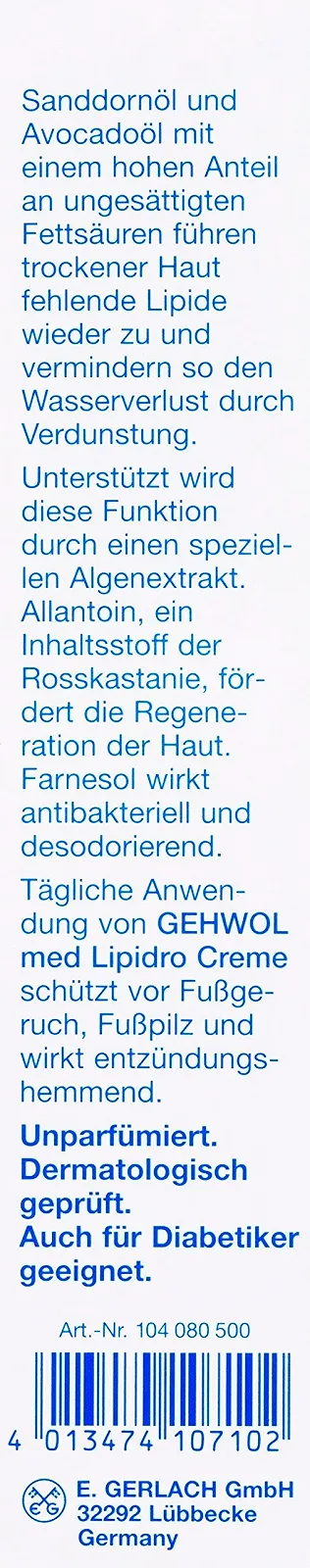 Крем для ног Gehwol Med Lipidro интенсивный уход для сухой кожи 75 мл, фото №6