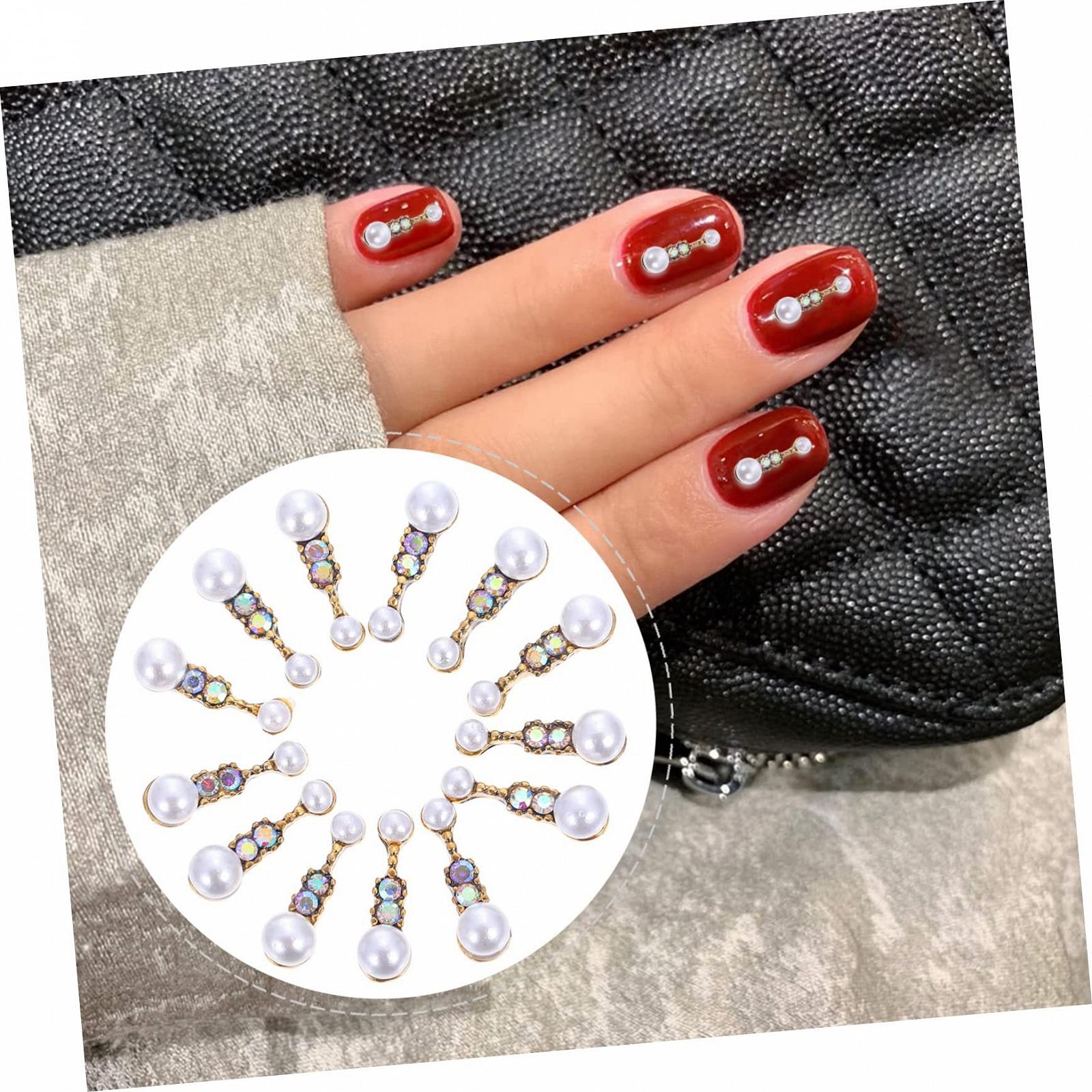 Стразы для маникюра Искусственные ногти Блестки для ногтей Украшения для ногтей Аксессуары для маникюра Бусины патчи для ногтей с жемчугом и сплава, 20 шт, фото №9