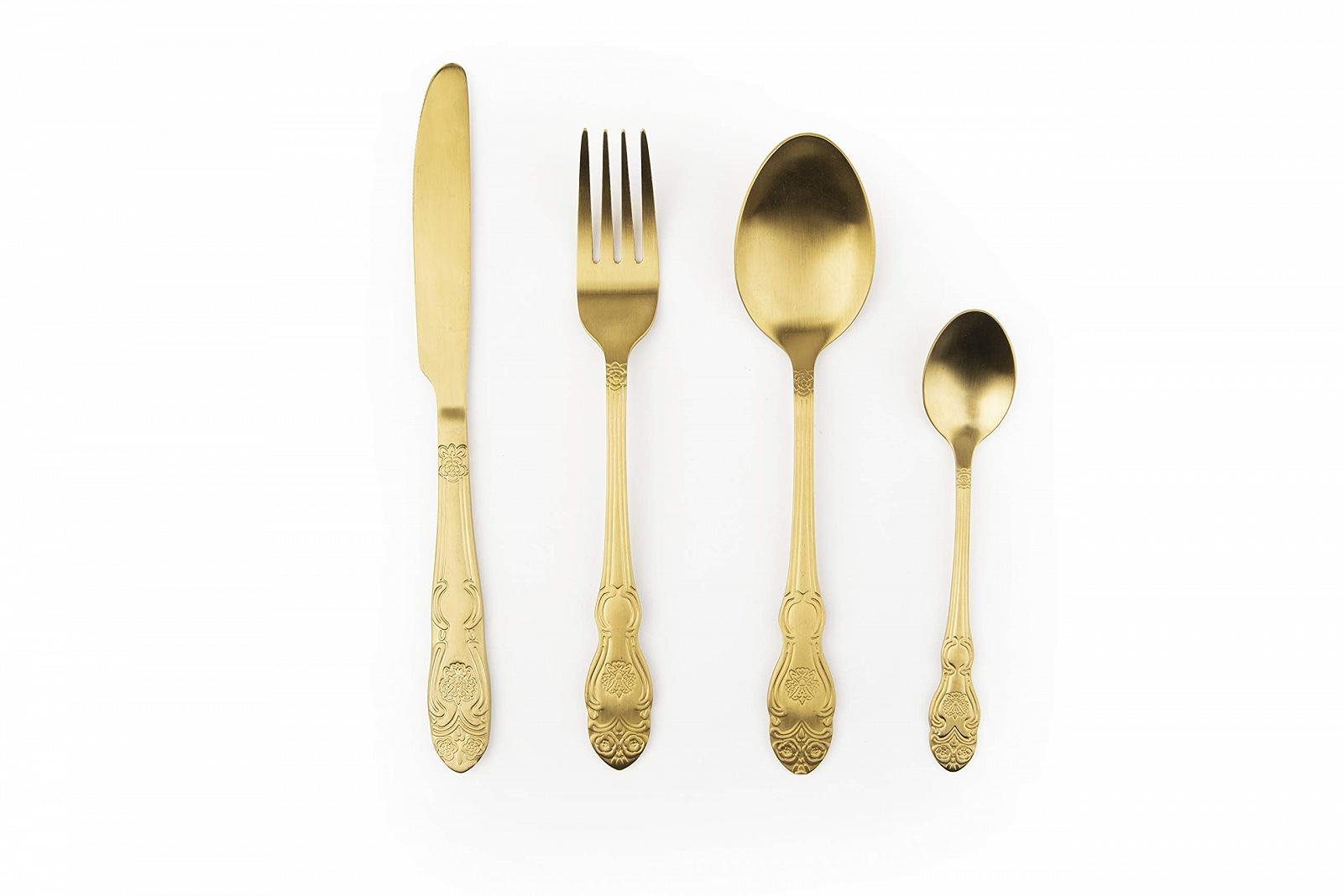 Набор столовых приборов Excelsa Baroque Gold, 4 предмета, фото №1 Набор столовых приборов Excelsa Baroque Gold, 4 предмета, фото №1