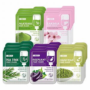 Глиняная Маска LAIKOU для Лица Набор глиняных масок для лица, 15 штук для глубокого очищения, уменьшения черных точек, акне, увлажнения - Фото 1